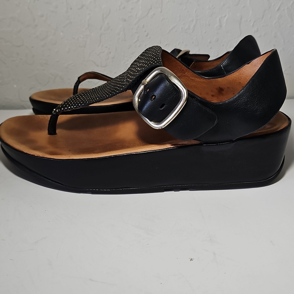 Fitflop All Leather Black With Gold Accents, Size 7 - Picture 5 of 12